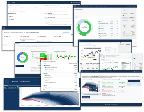 Various screenshots of Netwealth's Client Platform